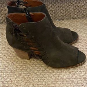 Lucky Brand Olive Green Suede Booties